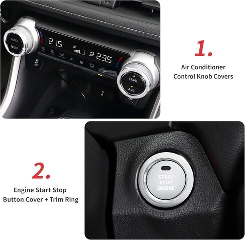 for Toyota RAV4 Accessories 2025 2024 2023 2022 2021 2020 2019 -Air Conditioning Knob Covers, Push Start Button Cover Trim Rings 4pcs (Pink) in Saudi Arabia