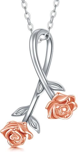 Gold Necklace for Women Real 14K Gold Tulip Necklace/Rose Necklace Flower Pendant Necklace Anniversary Birthday Christmas Gifts For Women Her Wife in Saudi Arabia