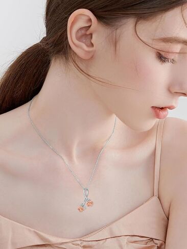 Gold Necklace for Women Real 14K Gold Tulip Necklace/Rose Necklace Flower Pendant Necklace Anniversary Birthday Christmas Gifts For Women Her Wife in Saudi Arabia