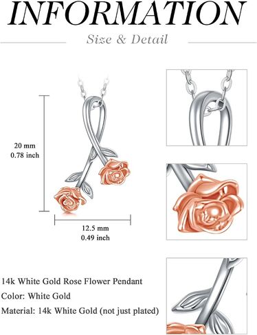 Gold Necklace for Women Real 14K Gold Tulip Necklace/Rose Necklace Flower Pendant Necklace Anniversary Birthday Christmas Gifts For Women Her Wife in Saudi Arabia