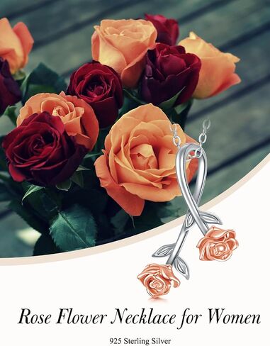 Gold Necklace for Women Real 14K Gold Tulip Necklace/Rose Necklace Flower Pendant Necklace Anniversary Birthday Christmas Gifts For Women Her Wife in Saudi Arabia
