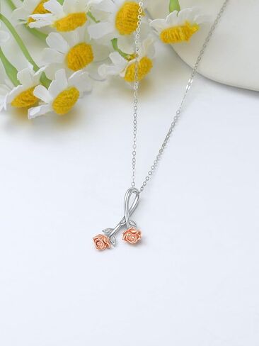 Gold Necklace for Women Real 14K Gold Tulip Necklace/Rose Necklace Flower Pendant Necklace Anniversary Birthday Christmas Gifts For Women Her Wife in Saudi Arabia