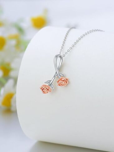 Gold Necklace for Women Real 14K Gold Tulip Necklace/Rose Necklace Flower Pendant Necklace Anniversary Birthday Christmas Gifts For Women Her Wife in Saudi Arabia