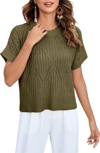 Qiaomai Womens Casual Sweater Vest Round Neck Cap Sleeve Knit Pullover Tank Tops in Saudi Arabia