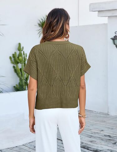 Qiaomai Womens Casual Sweater Vest Round Neck Cap Sleeve Knit Pullover Tank Tops in Saudi Arabia