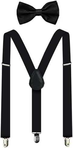Suspenders For Men,Women Adjustable Suspends Bow Tie Set Solid Color Y Shape with Strong Clips Adjustable Braces in Saudi Arabia