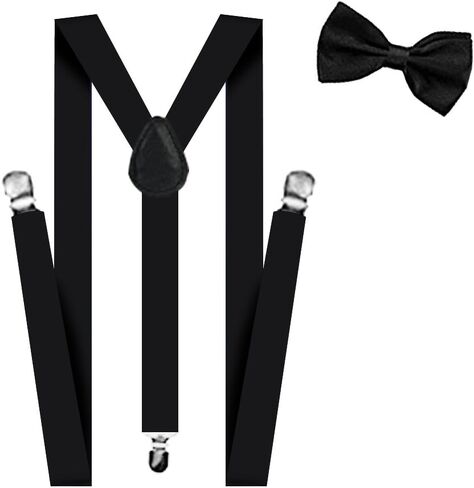 Suspenders For Men,Women Adjustable Suspends Bow Tie Set Solid Color Y Shape with Strong Clips Adjustable Braces in Saudi Arabia