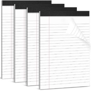 Legal Pads 5 x 8, Note Pads College Ruled, Small Notepads Colored, Micro Perforated Notepad, Double-Side Lined Paper Pads 4 Pack, 40 Sheets Per Writing Pad for Work School College Office Home
