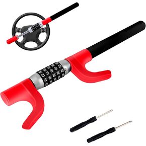 Car Steering Safety Wheel Lock Anti-Theft Device,Multiple Password High-Security Vehicle Lock, Adjustable Club Heavy-Duty Protective Retractable Universal Steering Lock for Cars, SUVs, Trucks