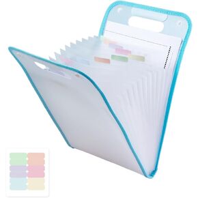 M&G Expanding File Folder 13 Pockets Accordion File Organizer with Labels, Portable Document Receipt Organizer Hold A4 Letter Size Paper, Waterproof Folder for Schoolbag Office Supplies (Blue)