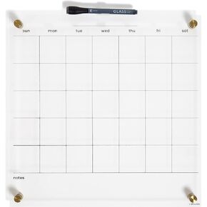 U Brands Acrylic Monthly Dry Erase Calendar, Clear with Gold Finish Hardware, 16" x 16" in Kuwait