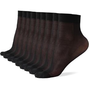 9 Pack Women's Ankle Socks, Sheer Pop Nylon Socks, Silky Breathable Hosier