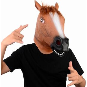Voyiparty Halloween Latex Horse Head Mask Costume Animal Unicorn Mask for Adults