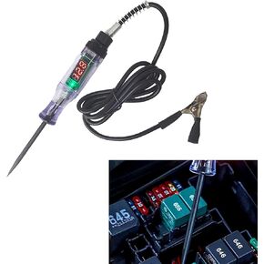 Pack-1 Car LED Digital Display Circuit Test Pen, DC 3V/6V/12V/24V Voltage Continuity Test for Wires Fuse, Multi-Function Induction Tester with 5.9Ft Spring Wire, Universal for Cars (Red)