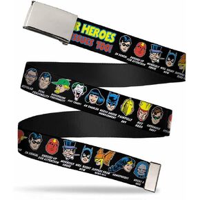 Buckle-Down Men's Web Belt DC Comics, Multicolor, 1.25" Wide-Fits up to 42" Pant Size