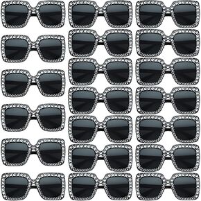 Chumia 20 Pairs Rhinestone Sunglasses Bling Crystal Sunglasses 70s Glitter Disco Glasses Retro Sunglasses for Women Girls