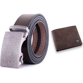 Trusador Ferrara Ratchet Belt and Savona Bifold Men Wallet Brown Bundle
