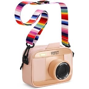 Little Girls Purse | Small 8 x 5 x 2 Inches Kids Purse | Toddler Purse w/ 2 Compartments, Mock Lens | Glimmering Purse for Girls 10-12 | Cute Girl Bag for Toys for Girls 3-5 (Pink)