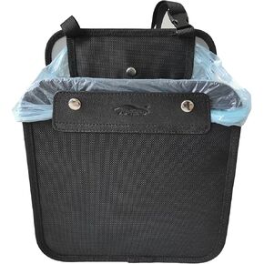 Car Trash Bag, Garbage Can, Hanging Recycle Bin for Litter Rubbish Waste, Premium Organizer Storage Container, 2.1 Gallons Capacity, Black