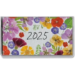2025 Pressed Flowers Planner Pocket Calendar & Memo Pad, 3.5-Inch x 6.5-Inch Size Closed, Bookstore-Quality Monthly Floral Purse Calendars With 30 Note Pages for Kitchen & Office, by Current