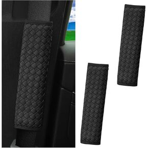 2PCS Car Seat Belt Covers, Leather Vehicle Seatbelt Shoulder Strap Protection Cushions Pads, Soft Comfortable Auto Interior Safe Belt Protector, Universal for SUV, Truck, RV（Black）