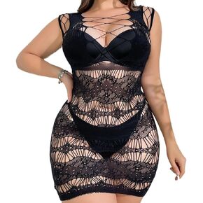 Rhinestone Bodysuit Women Fishnet Bodystocking Attached Stockings Sparkle Fishnet Lingerie Plus Size
