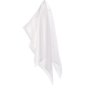 Silk Pocket Squares for Men Woman, 14“ Premium White Mens Handkerchiefs, Elegant Pure Silk for Formal Suits Weddings Party Special Occasions or as a Distinguished Gift for Any Gentleman
