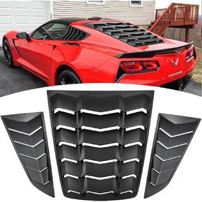 Rear and Side Window Louvers for C7 Corvette Stingray, Grand Sport, Z51, Z06, ZR1 2014-2019 in GT Lambo Style ABS Matte Black