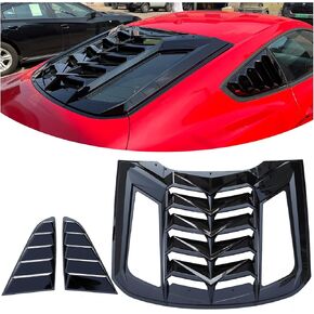Mustang Rear Window Louvers for Ford Mustang 2015-2023 GT/Shelby/EcoBoost /V6 /V8 Rear Windshield Sun Shade Cover Lambo Style All Weather Glossy Black