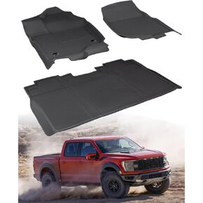 for Ford F150 Floor Mats 2015-2024 SuperCrew Cab,for F150 Lightning Models 22-24, All Weather Stylish XPE Truck Liners for F150 Car Accessories,Rear w/o Under-Seat Fold Flat Storage in Kuwait