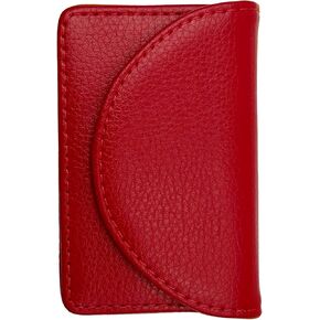 Arc Horizontal Business Card Holder Case,Card Holder for Women & Men,PU Leather Card Case Pocket with magnetic closure,Fashionable and Convenient(PINK)
