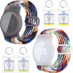 2-Pack Princess-Cruise-Medallion-Holder 4-Pack Waterproof-Clear-Luggage-Tag - Zip Seal Etag Pouch with 4 Steel Loops Compatible with Princess Cruise Medallion for Women Men (Denim Blue+Rainbow)