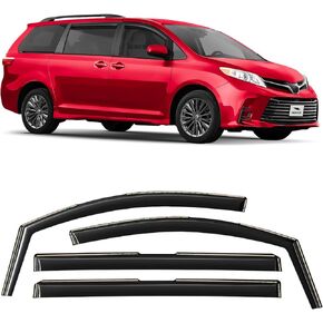 Voron Glass in-Channel Extra Durable Rain Guards for Toyota Sienna 2011-2020, Window Deflectors, Vent Window Visors, 4 Pieces - 200526