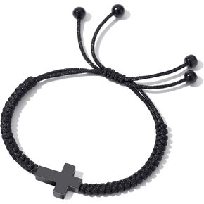 Cross Bracelet for Men and Women Christian Bracelet Braided Strand Rope Cross Charm Bracelets