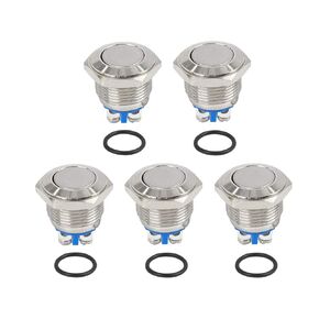 X AUTOHAUX 5pcs Metal Car Push Button Switch Momentary Latching 3A 250V AC 16mm Thread Dia