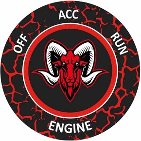 for Dodge Ram Truck 1500 2500 3500 4500 5500 Accessories 2015-2024 - Engine Start Stop Button Overlay Ruby Red Sticker Emblem Moscot Unique Design Badge Accessory, Perfect for Car Decals