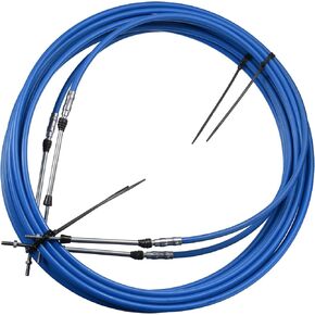 Motoforti Universal Marine Boat Throttle Shift Control Cable, 7M/24FT, Stainless Steel Rubber, Blue, 2 Pc