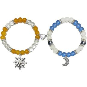Matching Bracelets for Couples Sun and Moon Bracelets Beaded Stretch Bracelets Bf and Gf Bracelets Pinky Promise Bracelet Relationship Promise Jewelry Gifts for BFF Women Men