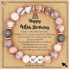 Lamyba 40th 50th 60th Birthday Gifts for Women, Natural Stone Bracelet for Wife/Mom/Friends/Sister/Grandmother 40th 50th 60th Birthday Present