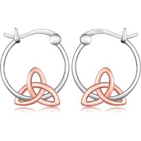 Irish Celtic Earrings 925 Sterling Silver Moonstone Celtic Knot/Lotus/Rose/Sunflower/Filigree/Faith Crystal Leverback Earrings Ireland Jewelry Gifts for Women Mom