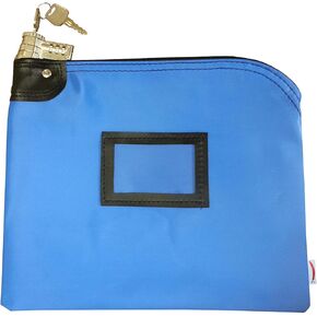 Locking Bank Bag Laminated Nylon Combination and Keyed Security System Royal Blue