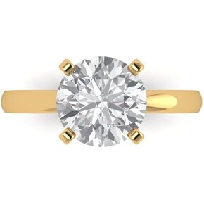 Clara Pucci 3.0 ct Round Cut Solitaire Genuine Moissanite Wedding Bridal Designer Anniversary Engagement Ring in 14k Yellow Gold for Women