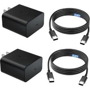 45W USB C Super Fast Charger,45 Watt Type C Android Phone Charger Fast Charging for Samsung Galaxy S23 Ultra/S23+/S22 Ultra/S22+/S22/S20 Ultra/Note 10 Plus,Tab S8 with 2X 6.6ft C to C Cable,2 Pack