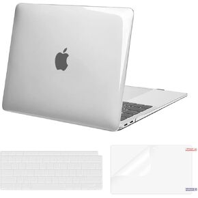 MOSISO Compatible with MacBook Air 13 inch Case 2022, 2021-2018 Release A2337 M1 A2179 A1932 Retina Display Touch ID, Plastic Hard Shell Case & Keyboard Cover & Screen Protector, Black