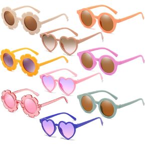 SUNOVELTIES 9 Pack Kids Sunglasses Child Daisy Shape Round Flower Sunglasses Toddler Girls Boys Baby Cute Glasses Eyewear