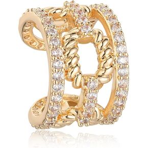 MEVECCO Gold Ear Cuffs 18K Gold Plated Ear Cuff Non Pierced Ears Small Sleeper Simple Minimalist Delicate CZ Cross Ear Cuffs Clip On Earrings for Women