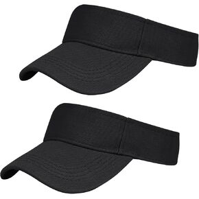 2 Pieces of Black Adjustable Sport Visors Sun Visor Hats Cap Visors for Women and Men
