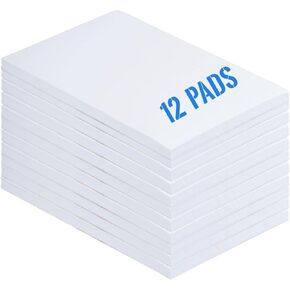 1InTheOffice Memo Pads, Memo Note Pads, Unruled White Scratch Pads, 3x5, 100 Sheets, 12/Pack