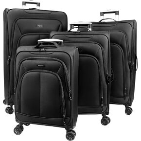 World Traveler Dejuno Angeles Expandable Spinner Luggage Black, 4-Piece Set