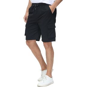 YuKaiChen Men's Cargo Shorts Relaxed Fit Stretch Drawstring Elastic Waist Casual Shorts with Pockets